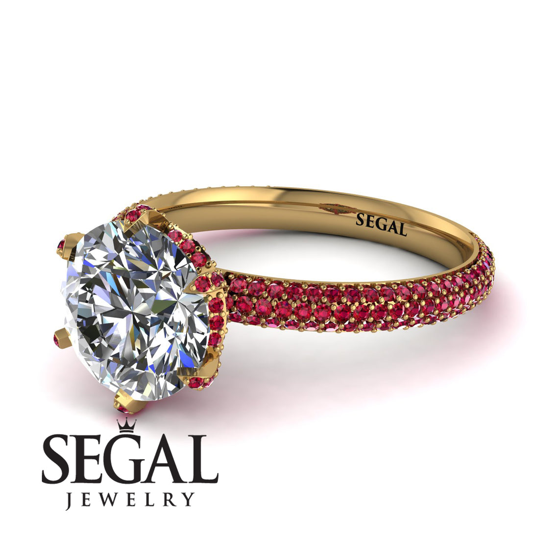 Hidden Halo Round Ruby Engagement Ring - Ashley No. 46