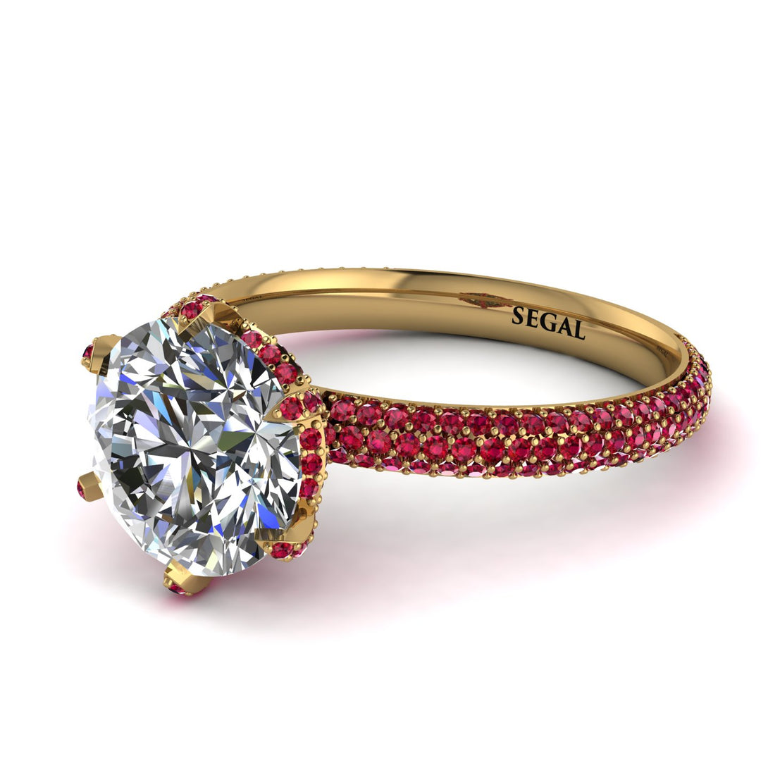 Hidden Halo Round Ruby Engagement Ring - Ashley No. 46