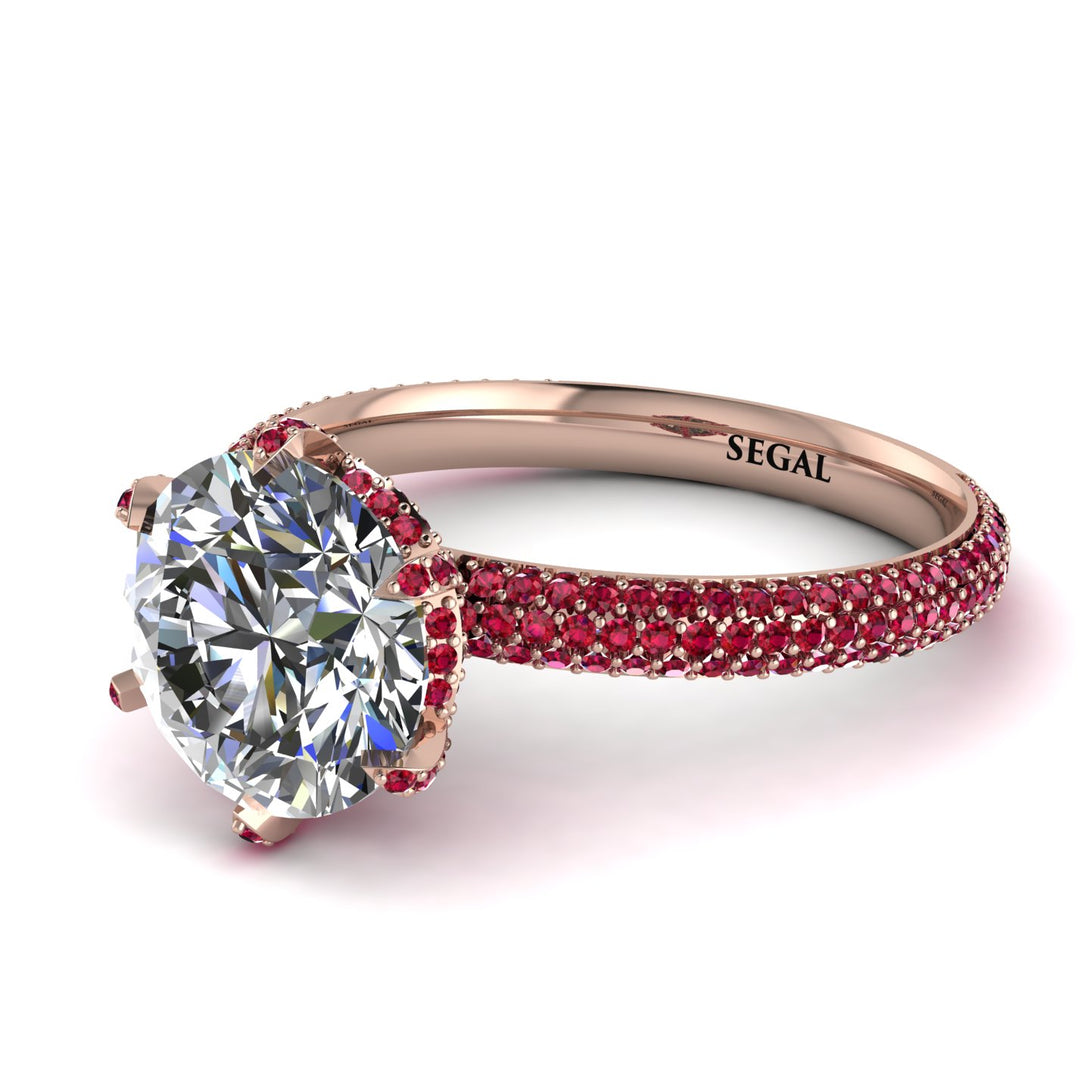 Hidden Halo Round Ruby Engagement Ring - Ashley No. 47