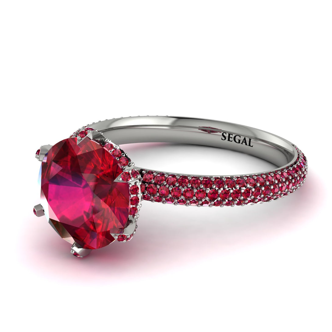 Hidden Halo Round Ruby Engagement Ring - Ashley No. 57