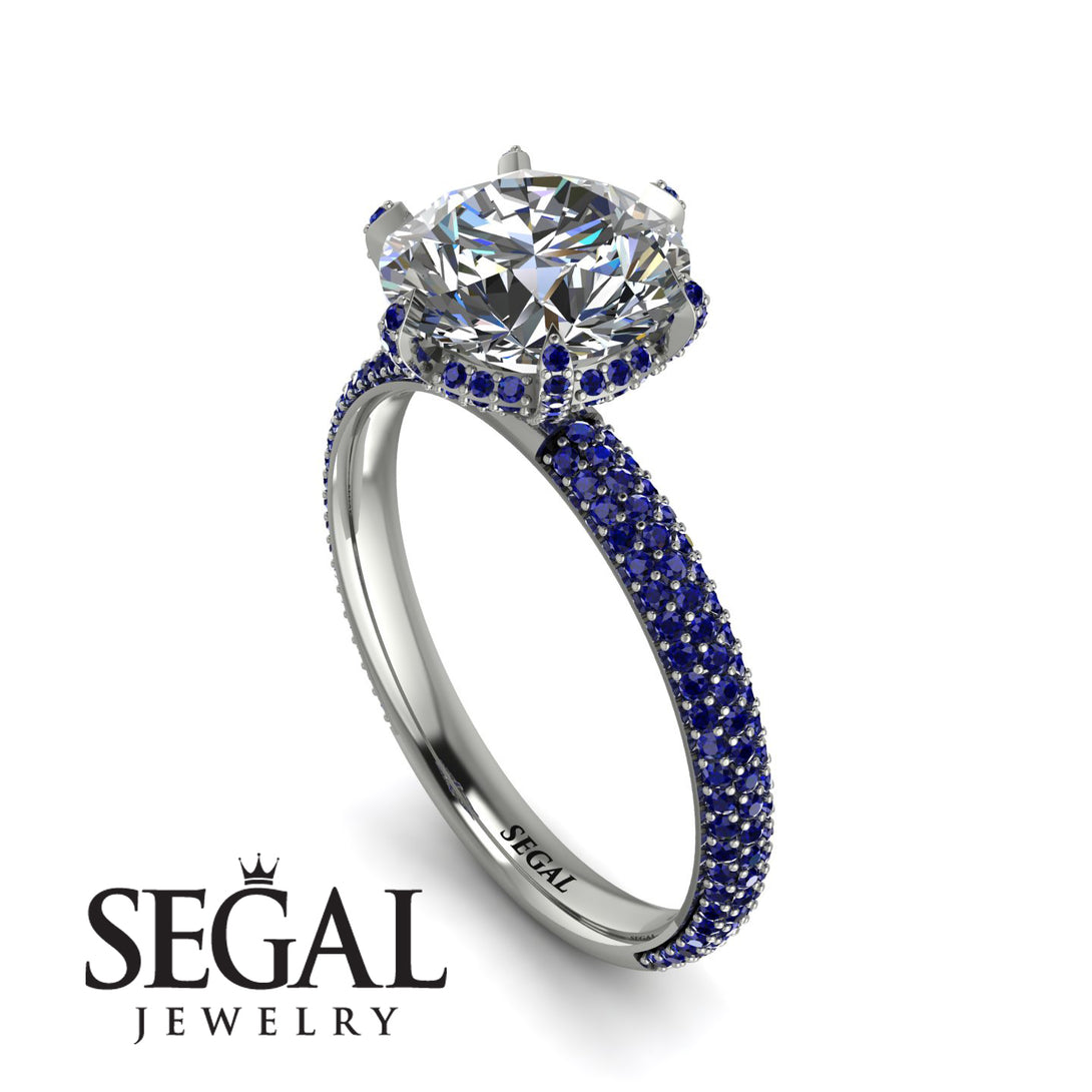 Hidden Halo Round Sapphire Engagement Ring - Ashley No. 63