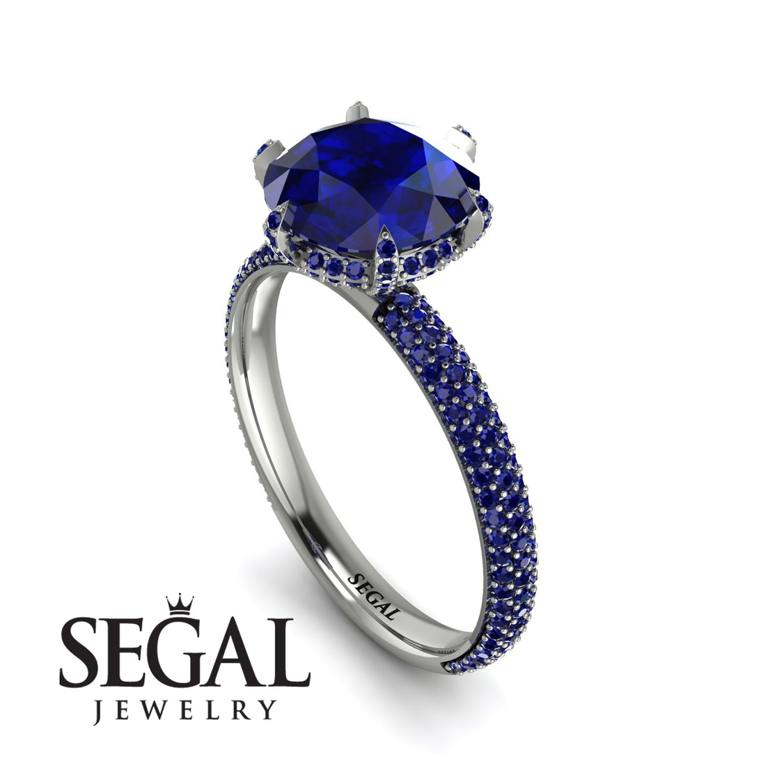 Hidden Halo Round Sapphire Engagement Ring - Ashley No. 75
