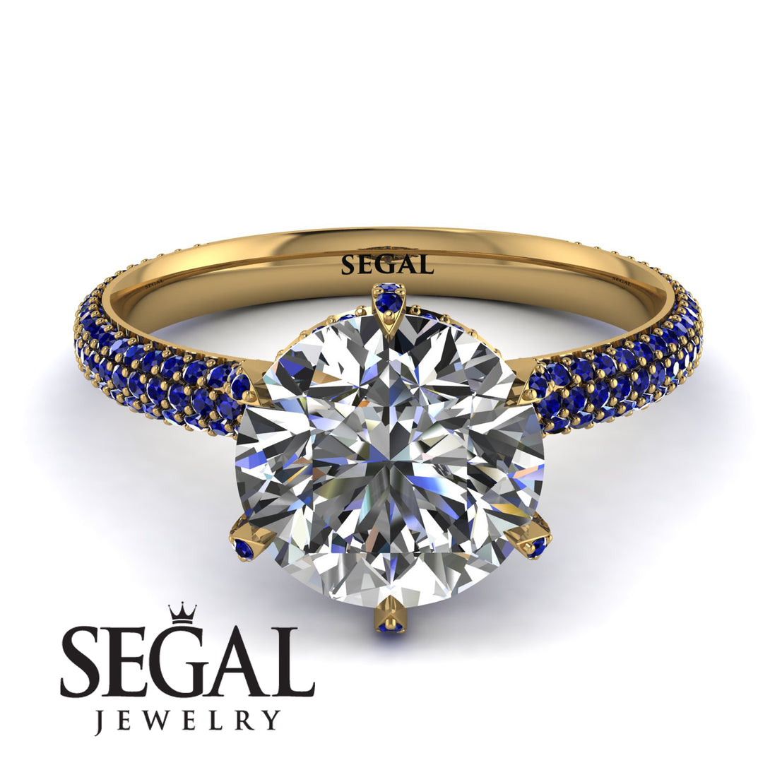Hidden Halo Round Sapphire Engagement Ring - Ashley No. 61