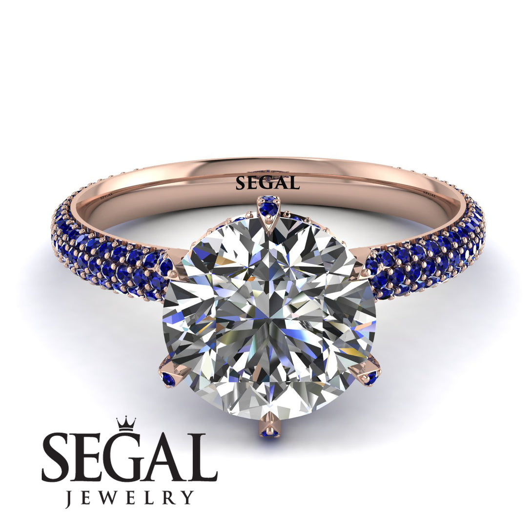 Hidden Halo Round Sapphire Engagement Ring - Ashley No. 62