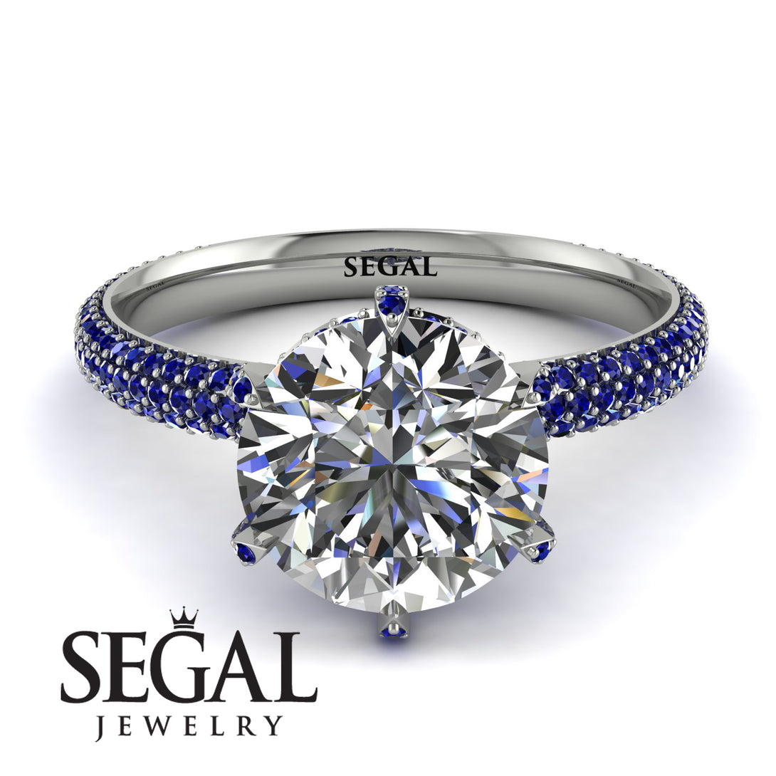 Hidden Halo Round Sapphire Engagement Ring - Ashley No. 63