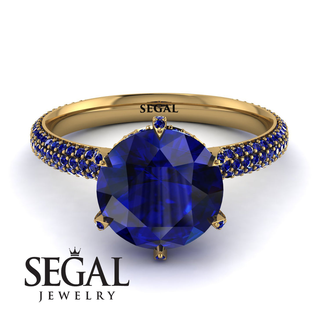 Hidden Halo Round Sapphire Engagement Ring - Ashley No. 73