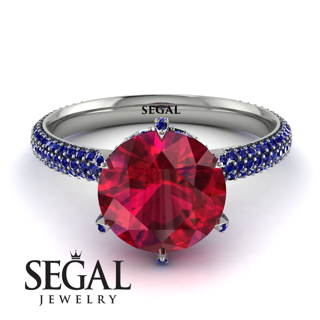 Hidden Halo Round Sapphire Engagement Ring - Ashley No. 72