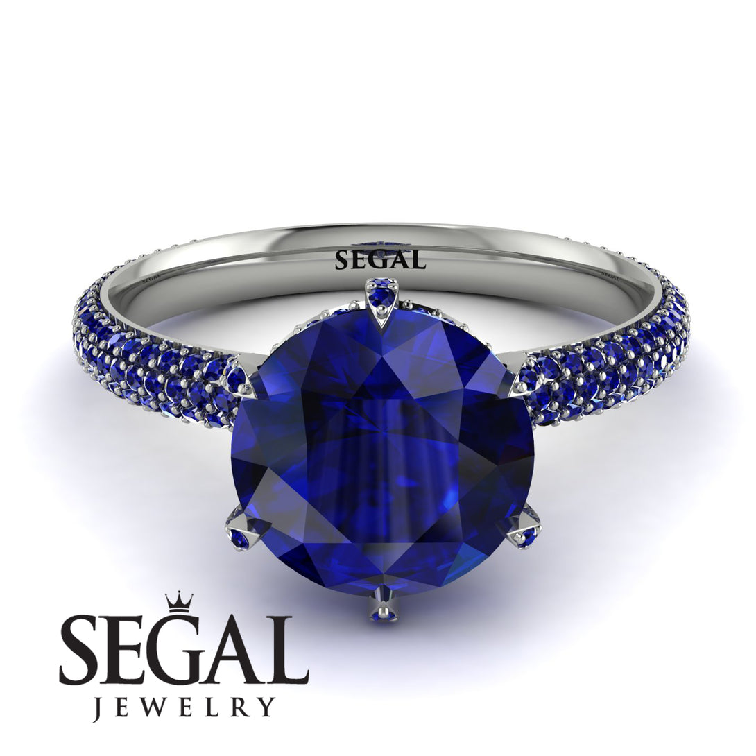 Hidden Halo Round Sapphire Engagement Ring - Ashley No. 75