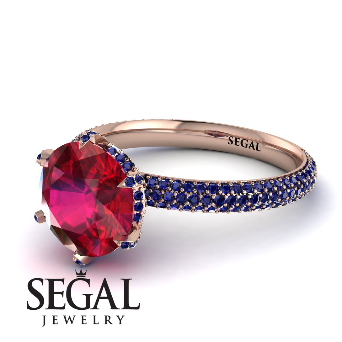 Hidden Halo Round Sapphire Engagement Ring - Ashley No. 71