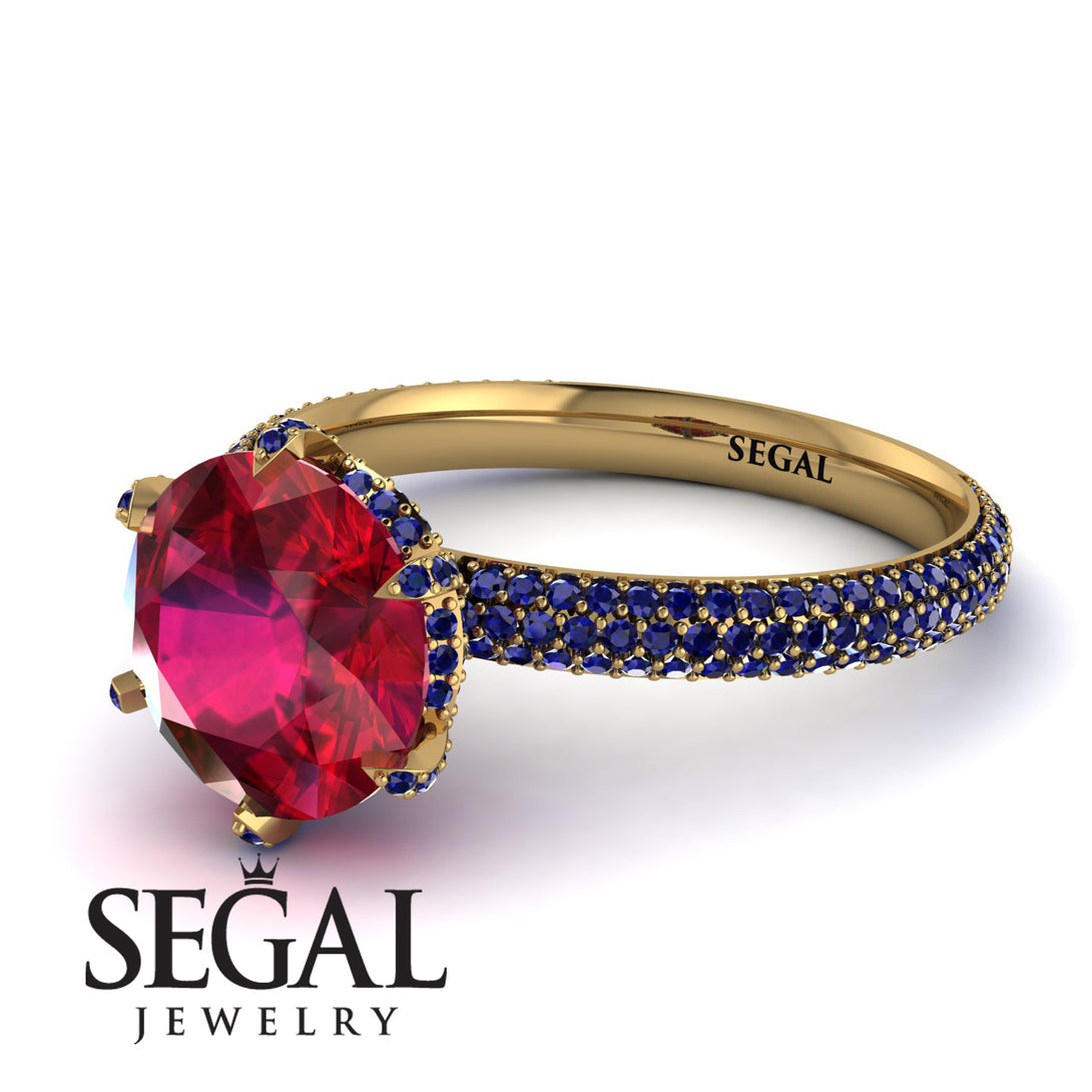 Hidden Halo Round Sapphire Engagement Ring - Ashley No. 70