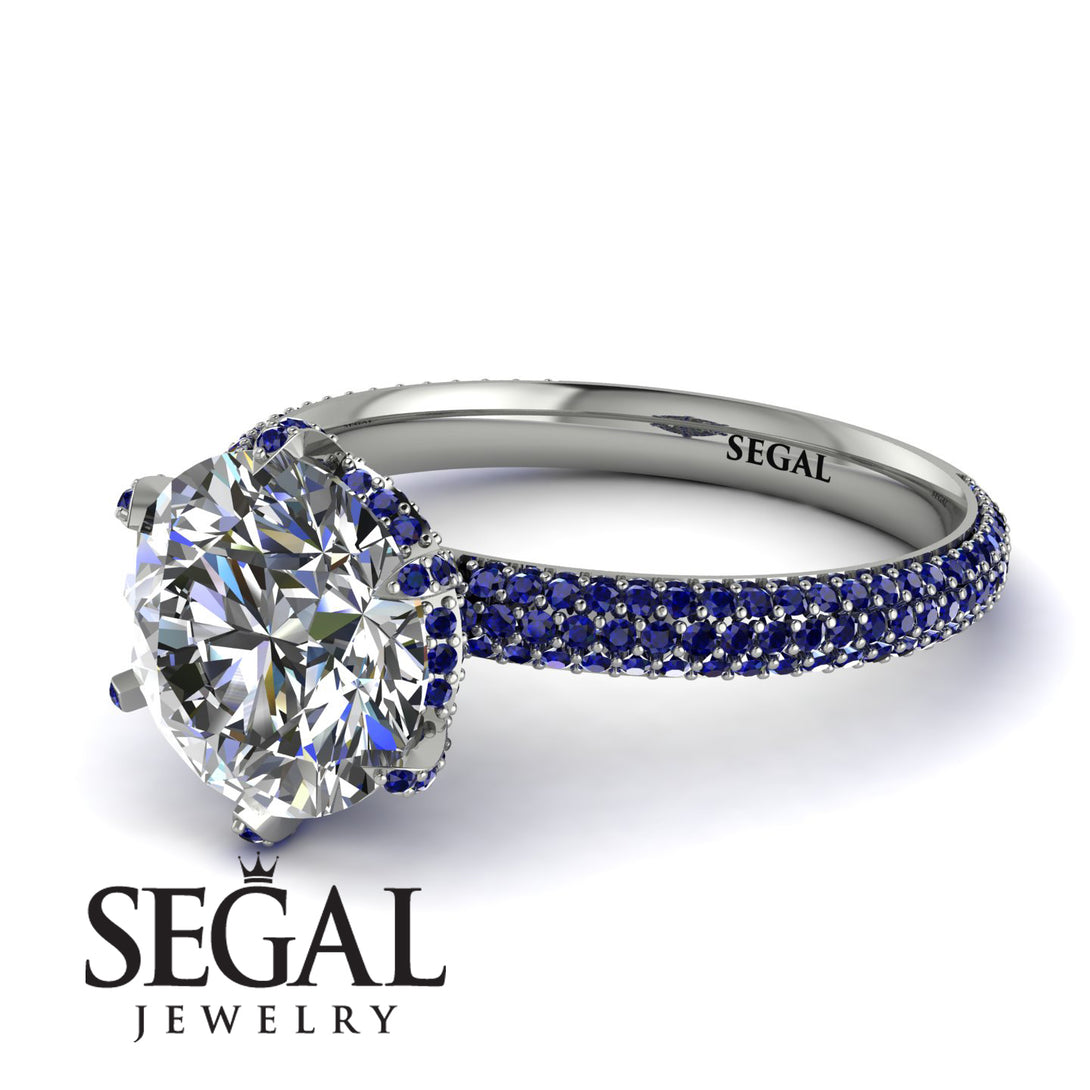 Hidden Halo Round Sapphire Engagement Ring - Ashley No. 63