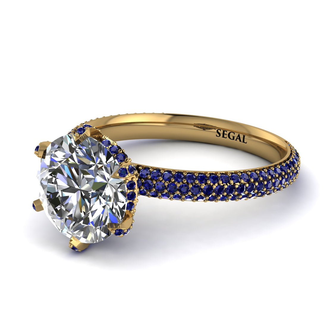 Hidden Halo Round Sapphire Engagement Ring - Ashley No. 61