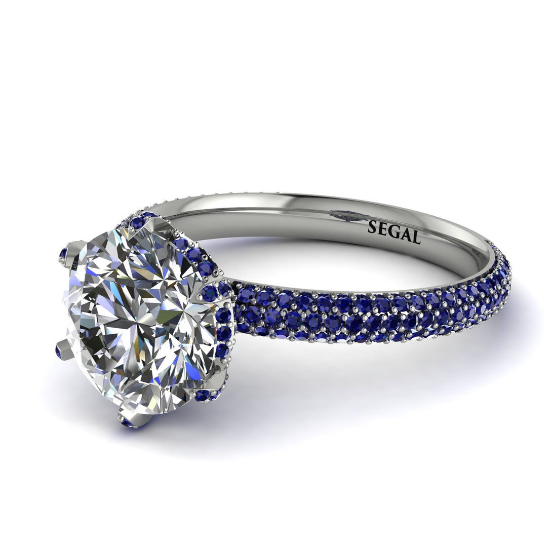 Hidden Halo Round Sapphire Engagement Ring - Ashley No. 63