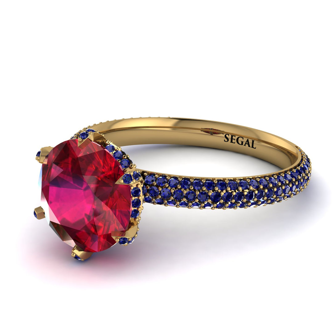 Hidden Halo Round Sapphire Engagement Ring - Ashley No. 70