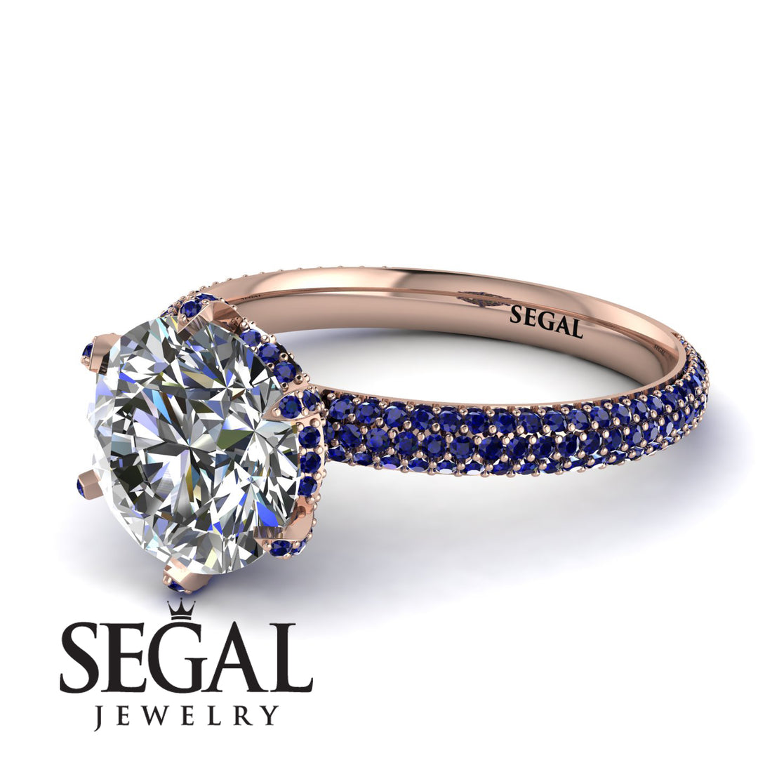 Hidden Halo Round Sapphire Engagement Ring - Ashley No. 62