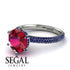 Hidden Halo Round Sapphire Engagement Ring - Ashley No. 72