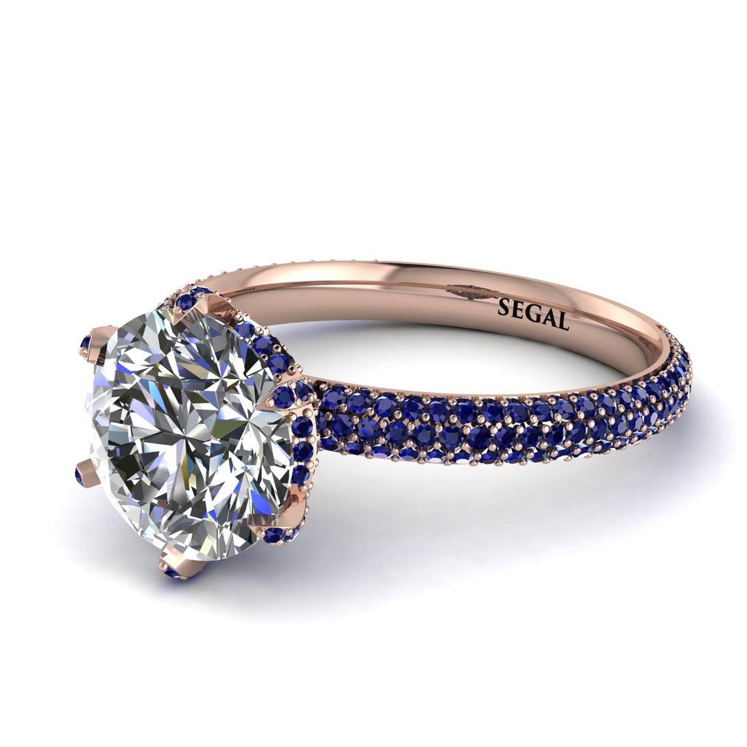 Hidden Halo Round Sapphire Engagement Ring - Ashley No. 62