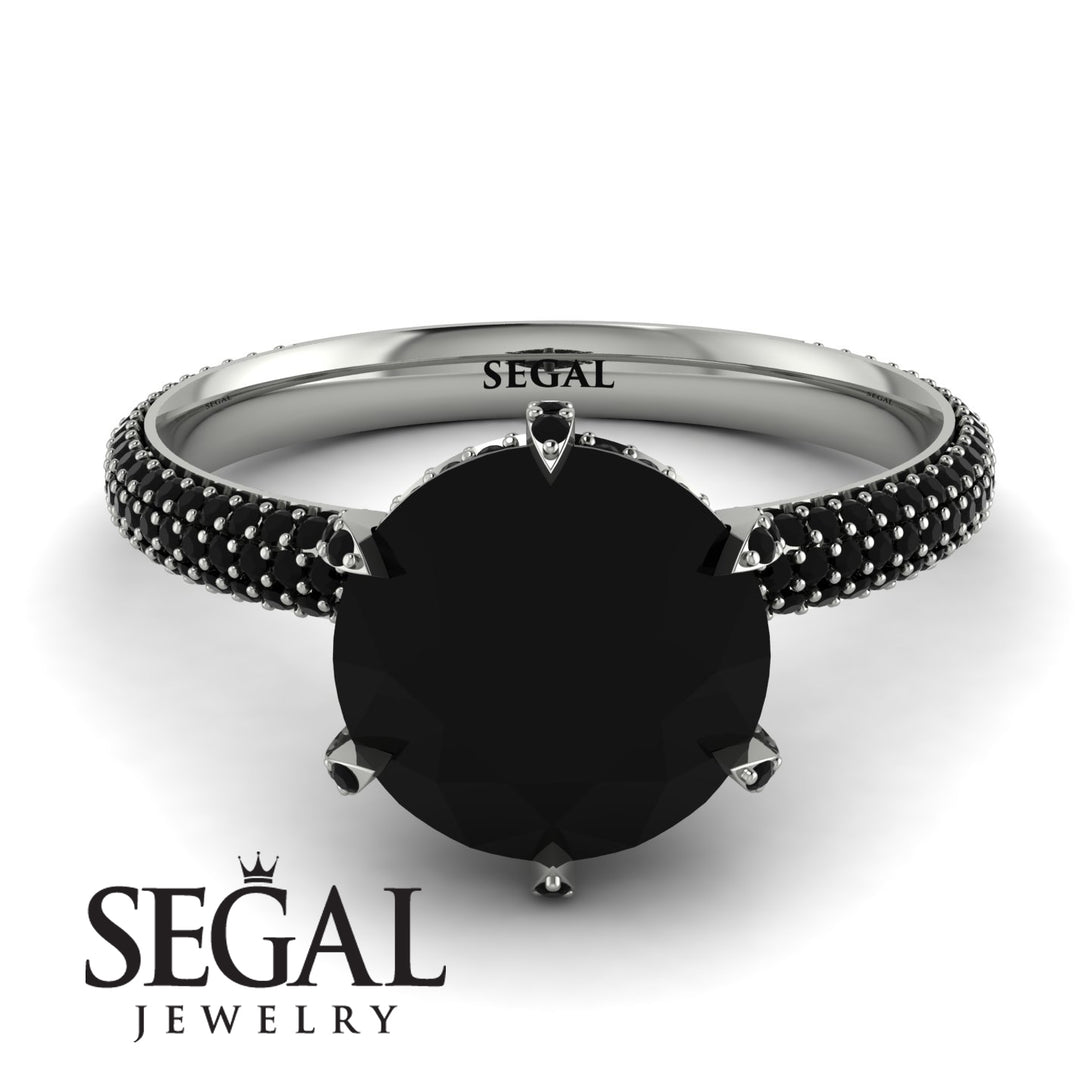 Hidden Halo Round Black Diamond Engagement Ring - Ashley No. 39