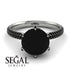 Hidden Halo Round Black Diamond Engagement Ring - Ashley No. 39