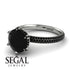 Hidden Halo Round Black Diamond Engagement Ring - Ashley No. 39