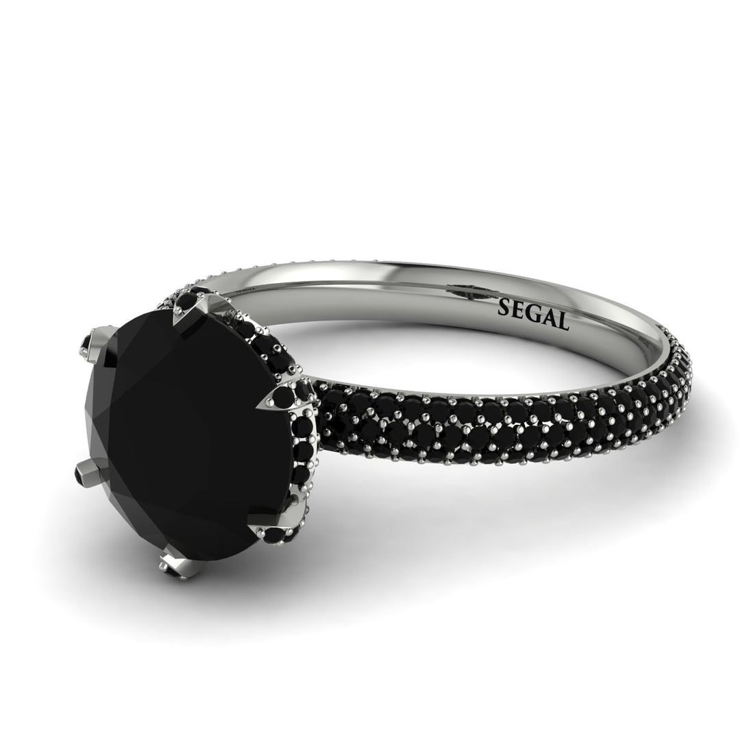 Hidden Halo Round Black Diamond Engagement Ring - Ashley No. 39