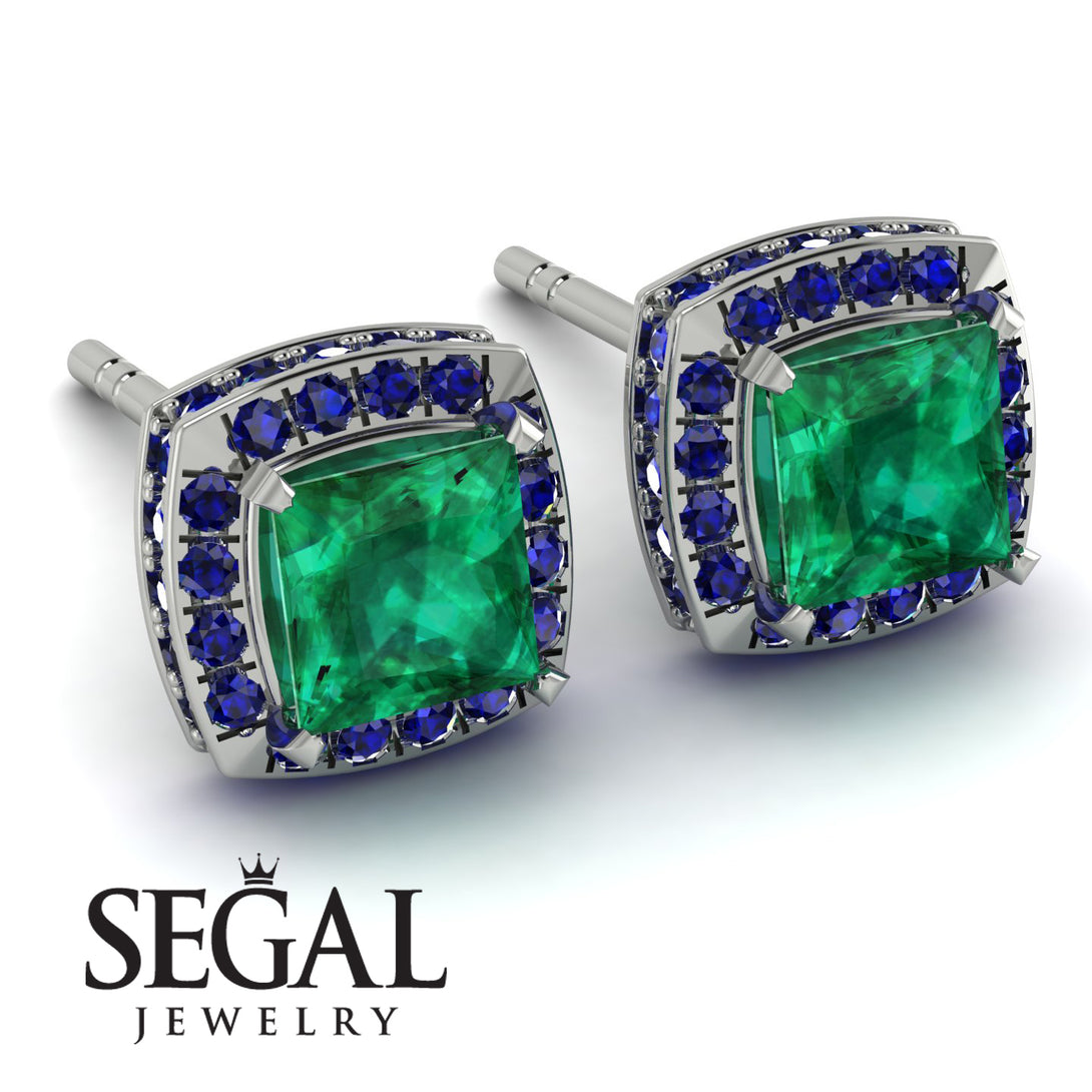 Hidden Halo Princess Emerald Earrings - Georgia No. 66