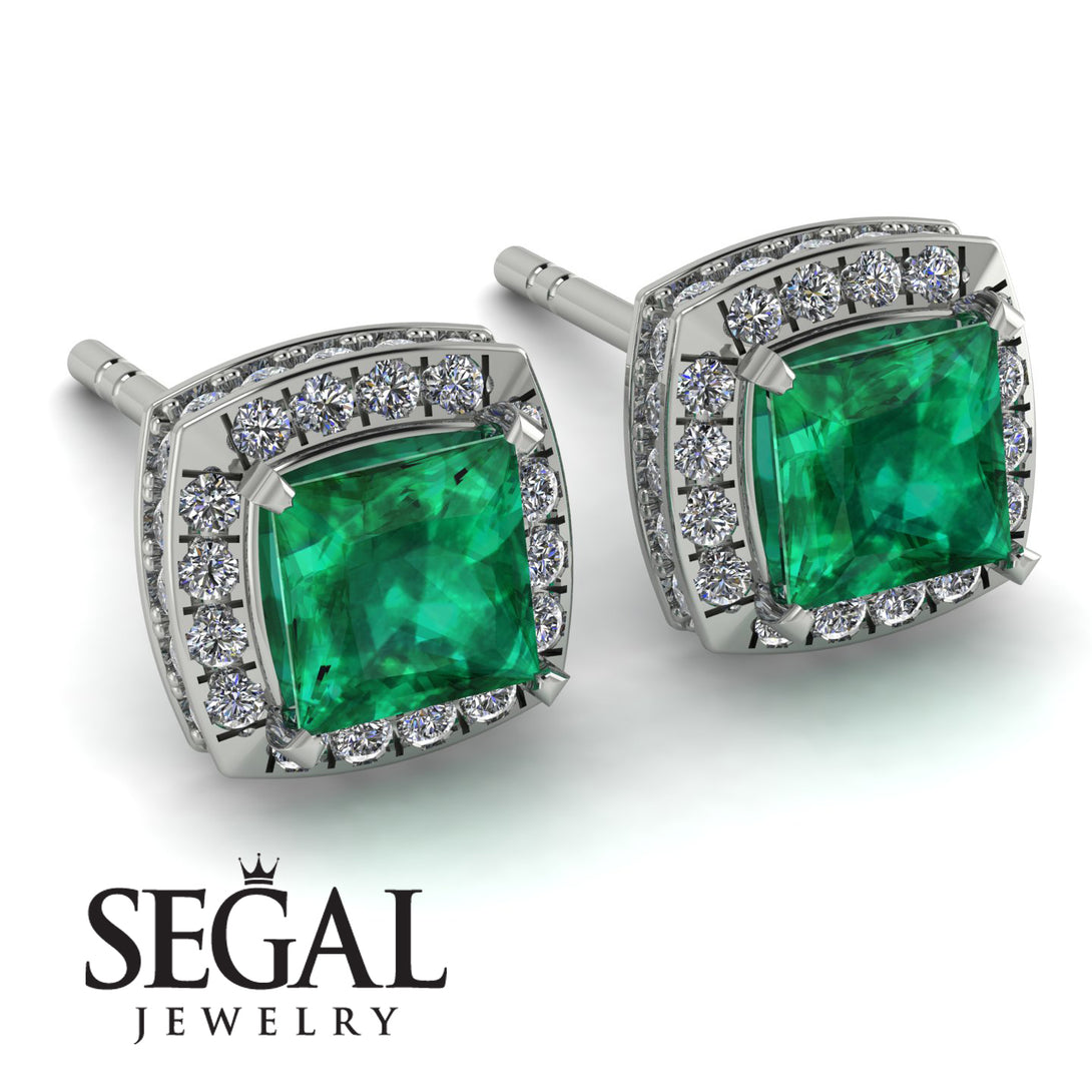 Hidden Halo Princess Emerald Earrings - Georgia No. 6