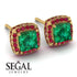 Hidden Halo Princess Emerald Earrings - Georgia No. 49