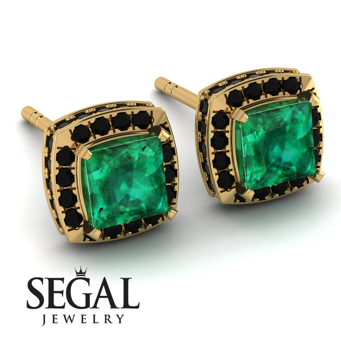 Hidden Halo Princess Emerald Earrings - Georgia No. 34