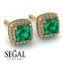 Hidden Halo Princess Emerald Earrings - Georgia No. 4