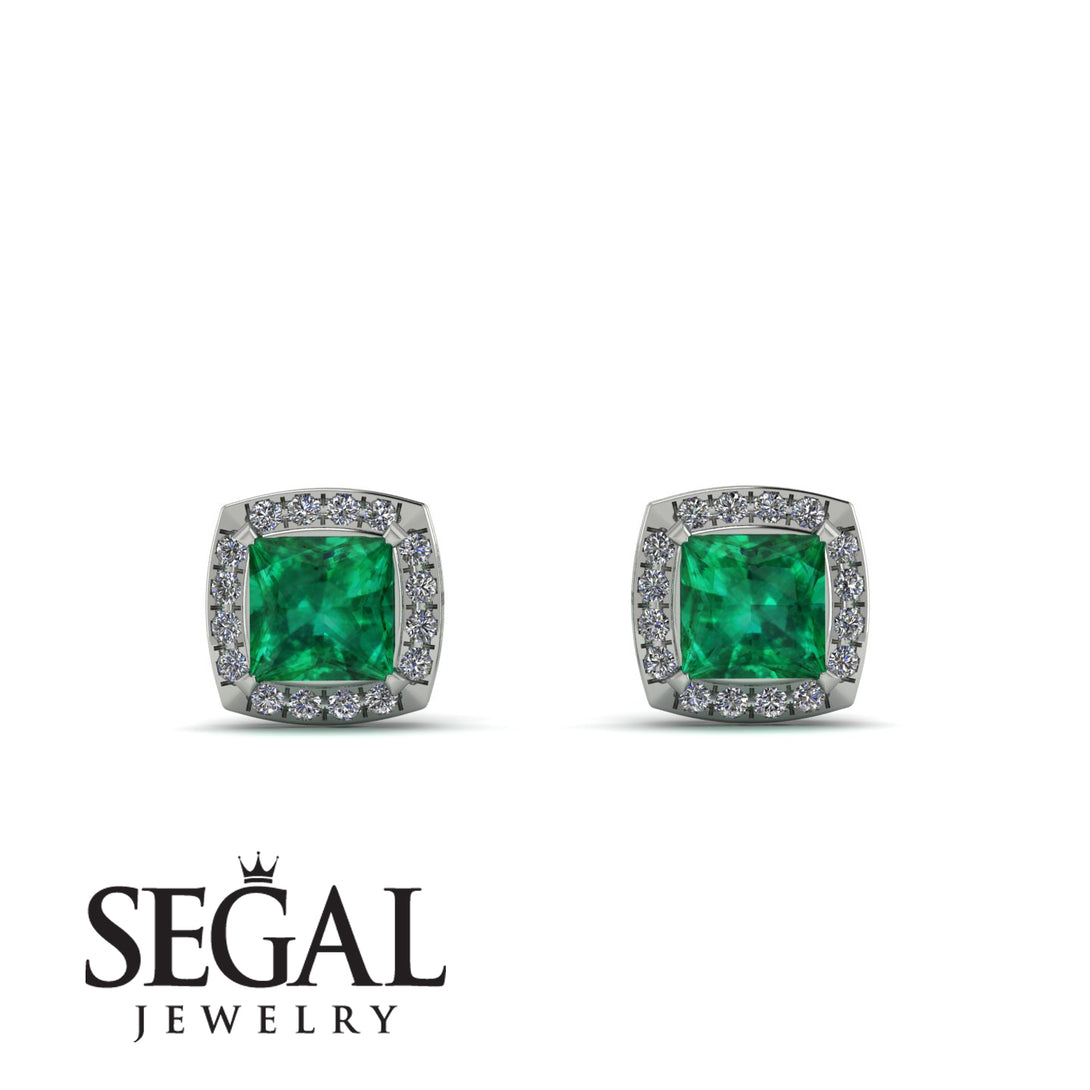 Hidden Halo Princess Emerald Earrings - Georgia No. 6