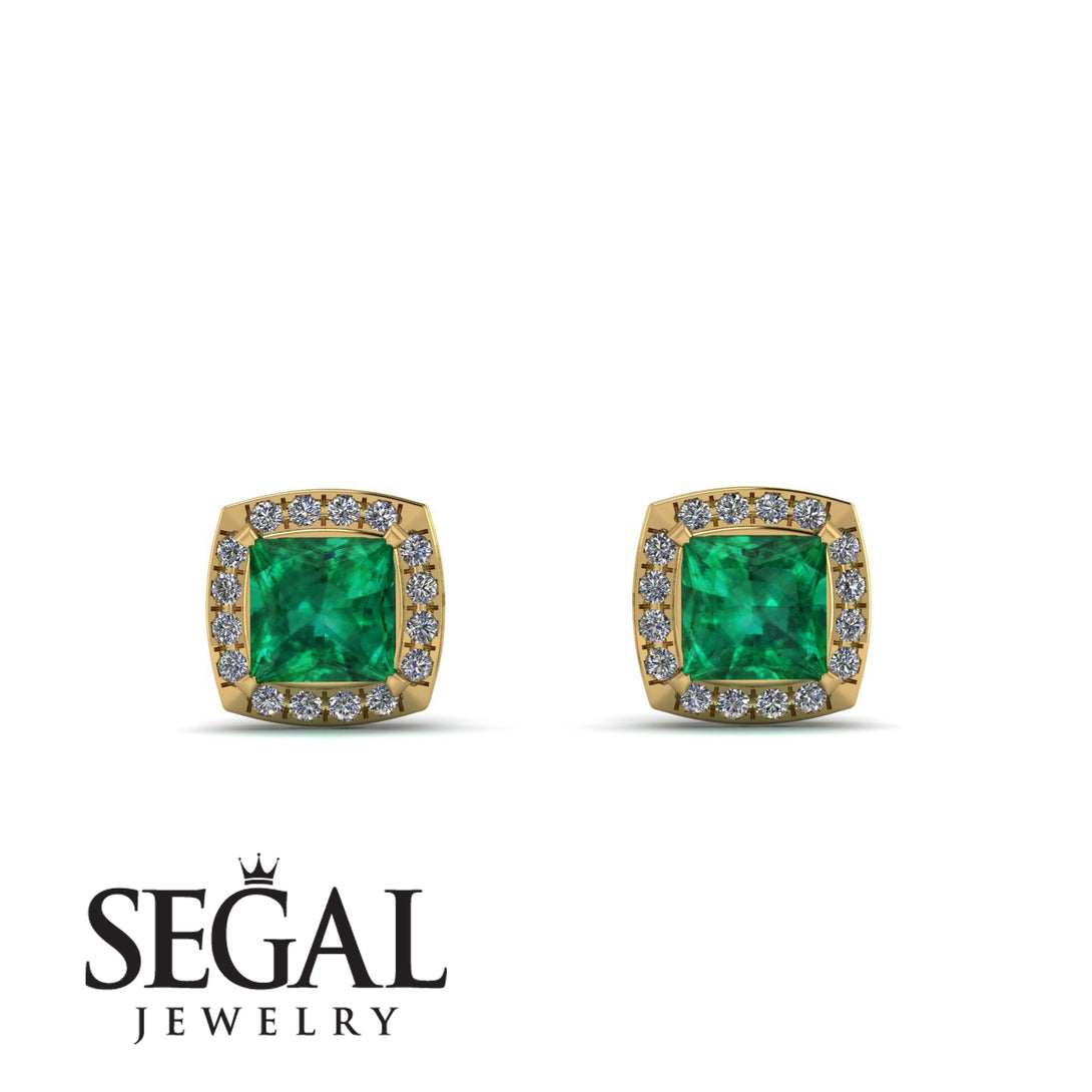 Hidden Halo Princess Emerald Earrings - Georgia No. 4