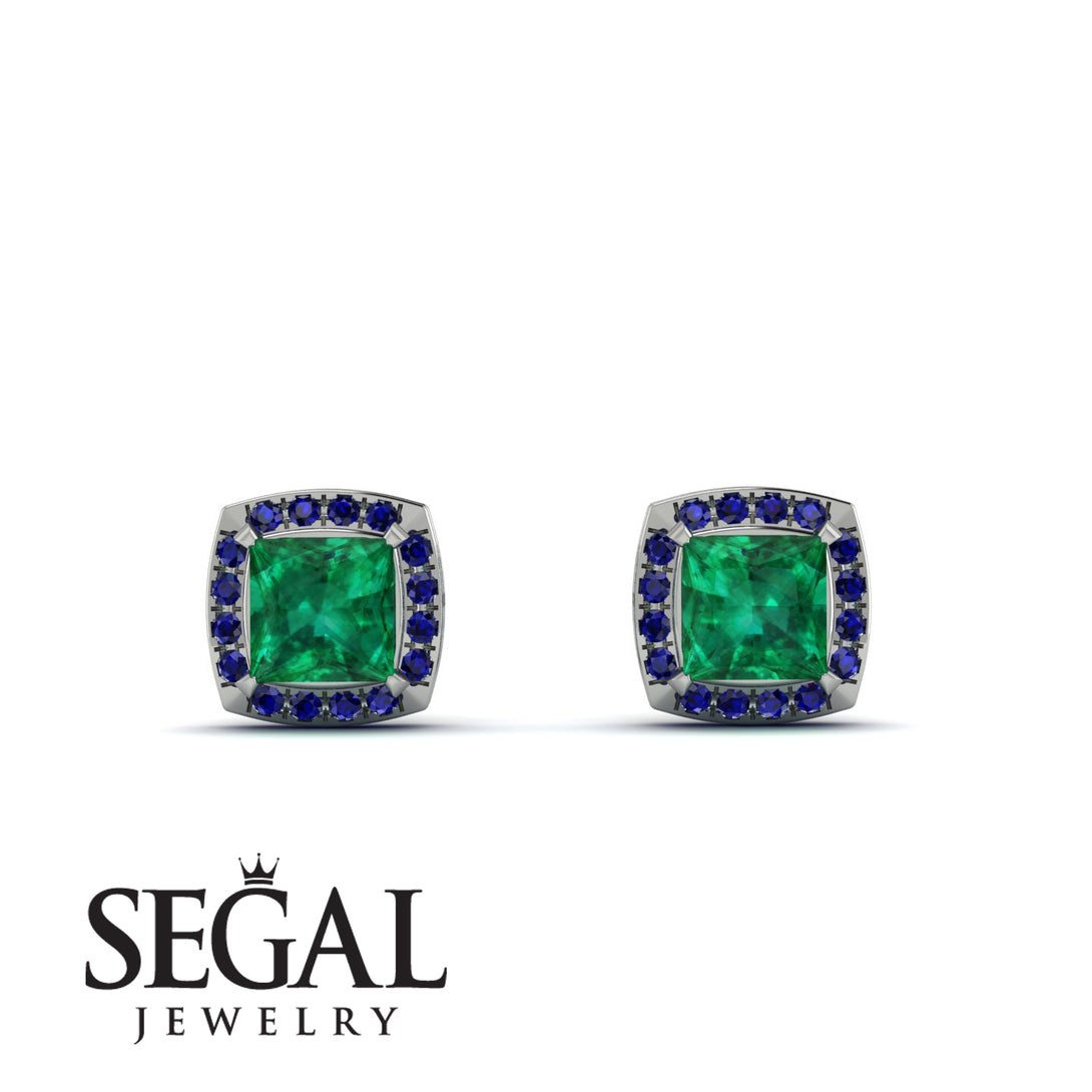Hidden Halo Princess Emerald Earrings - Georgia No. 66