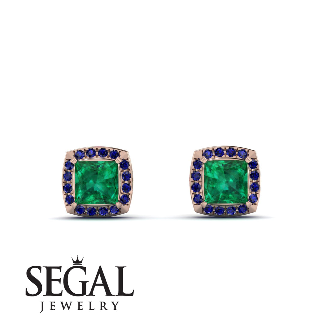 Hidden Halo Princess Emerald Earrings - Georgia No. 65