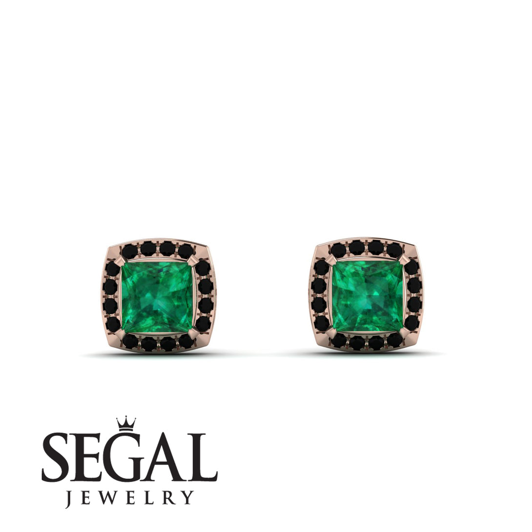 Hidden Halo Princess Emerald Earrings - Georgia No. 35