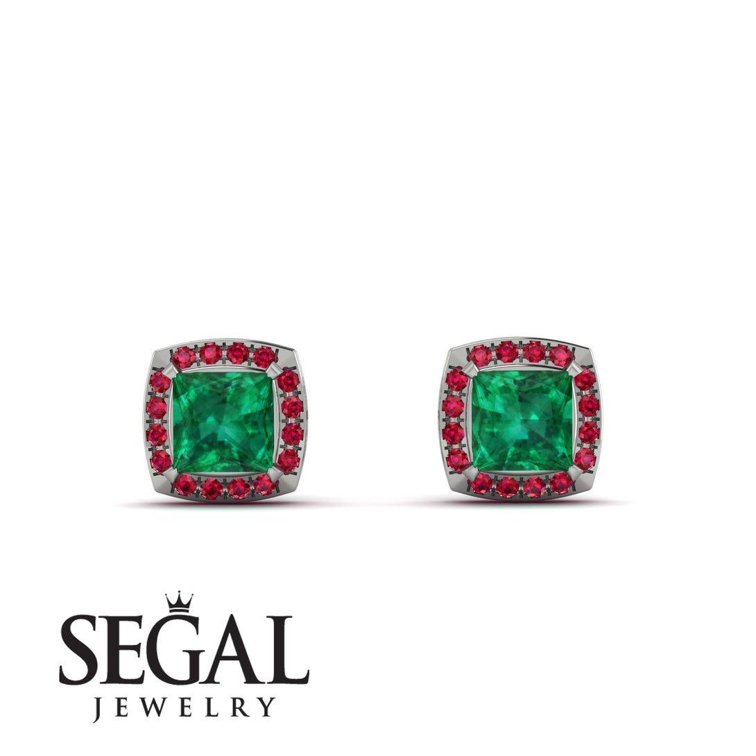 Hidden Halo Princess Emerald Earrings - Georgia No. 51