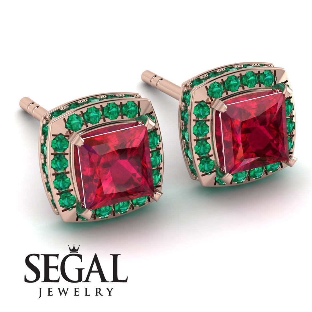 Hidden Halo Princess Ruby Earrings - Georgia No. 26