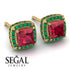 Hidden Halo Princess Ruby Earrings - Georgia No. 25