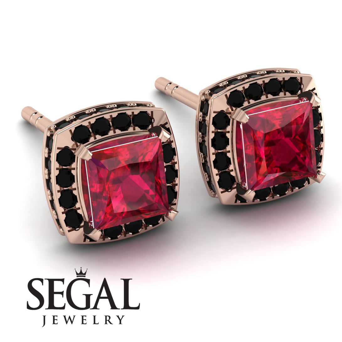 Hidden Halo Princess Ruby Earrings - Georgia No. 41
