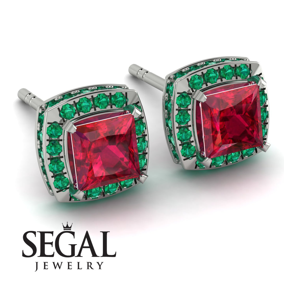 Hidden Halo Princess Ruby Earrings - Georgia No. 27