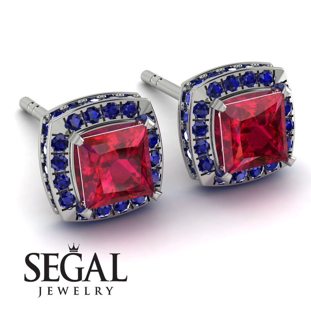 Hidden Halo Princess Ruby Earrings - Georgia No. 72