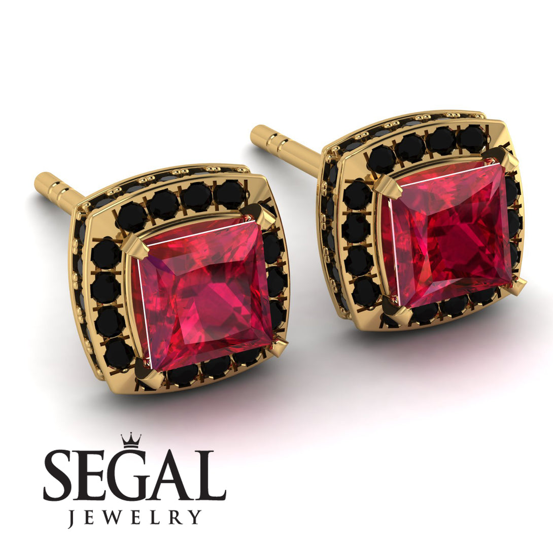 Hidden Halo Princess Ruby Earrings - Georgia No. 40