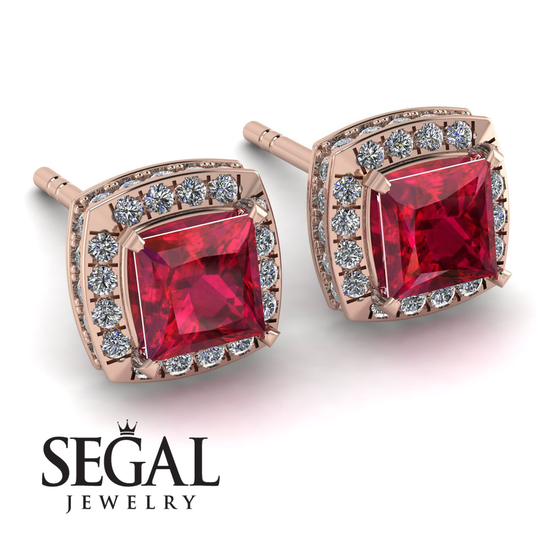 Hidden Halo Princess Ruby Earrings - Georgia No. 11