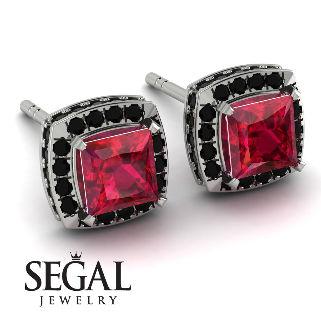 Hidden Halo Princess Ruby Earrings - Georgia No. 42