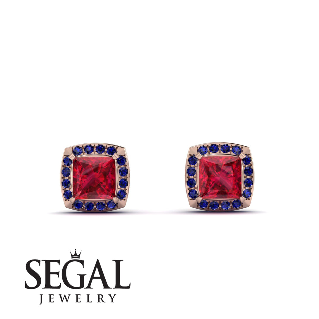 Hidden Halo Princess Ruby Earrings - Georgia No. 71