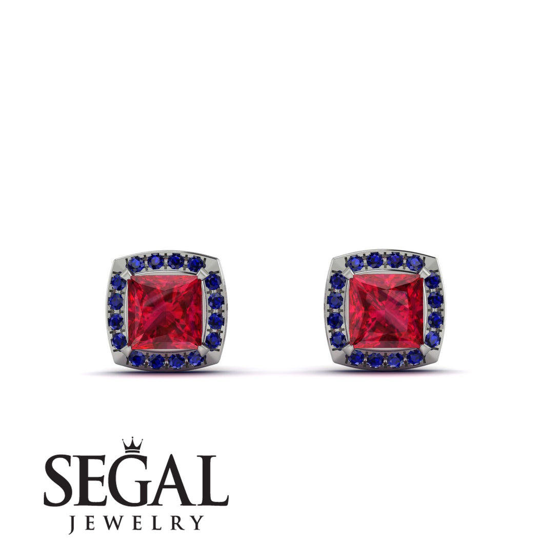 Hidden Halo Princess Ruby Earrings - Georgia No. 72