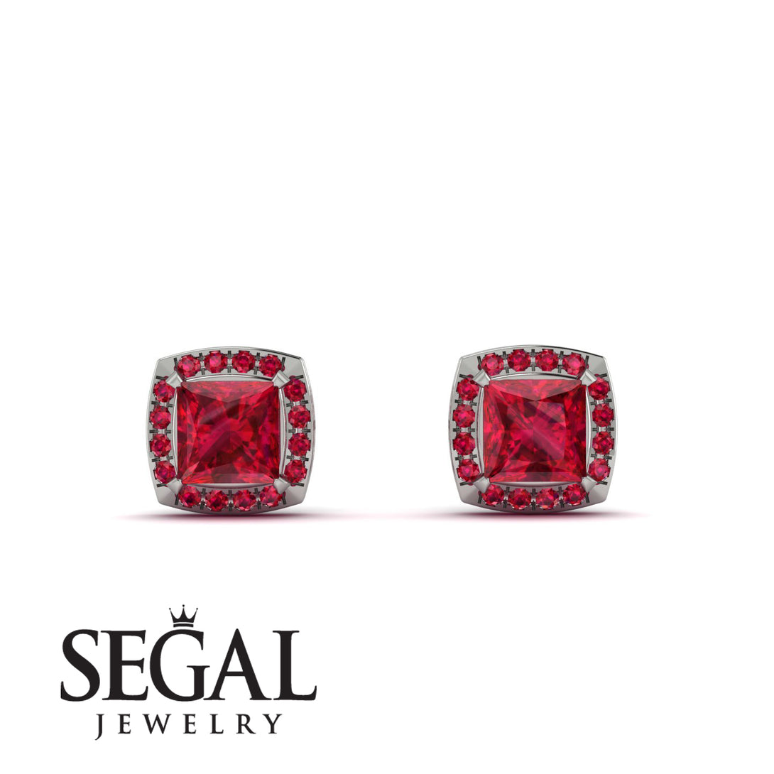 Hidden Halo Princess Ruby Earrings - Georgia No. 57