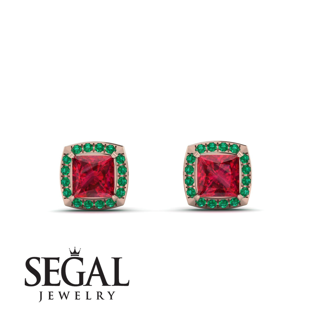 Hidden Halo Princess Ruby Earrings - Georgia No. 26