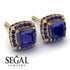 Hidden Halo Princess Sapphire Earrings - Georgia No. 73 image 10