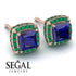 Hidden Halo Princess Sapphire Earrings - Georgia No. 29